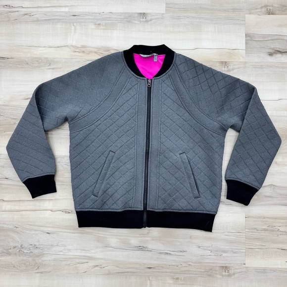 Athleta Gray Bomber Infusion Quilted Jacket Sz Lg like New - Picture 2 of 6